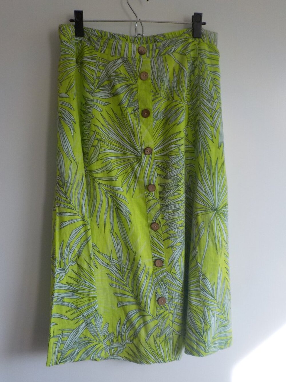 Mlle Gabrielle Skirt - Large - Tropical Leaves COTTON Lime Green White (2x59)